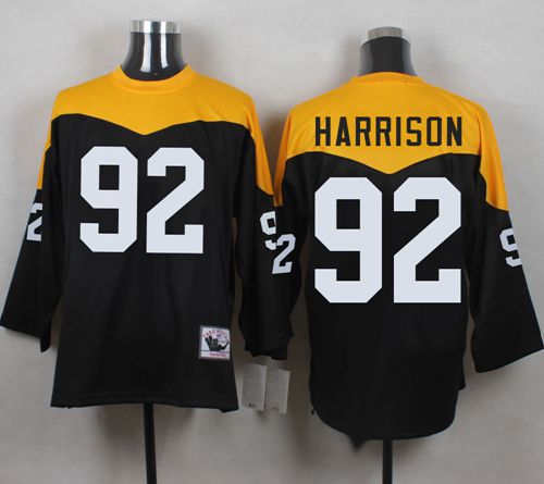 Mitchell And Ness 1967 Steelers #92 James Harrison Black/Yelllow Throwback Men's Stitched NFL Jersey